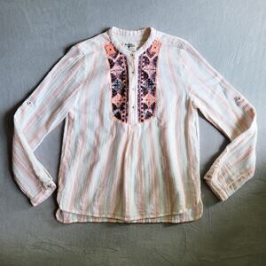 Anthropologie Holding Horses Top Womens Medium Ivory Embroidered Tunic